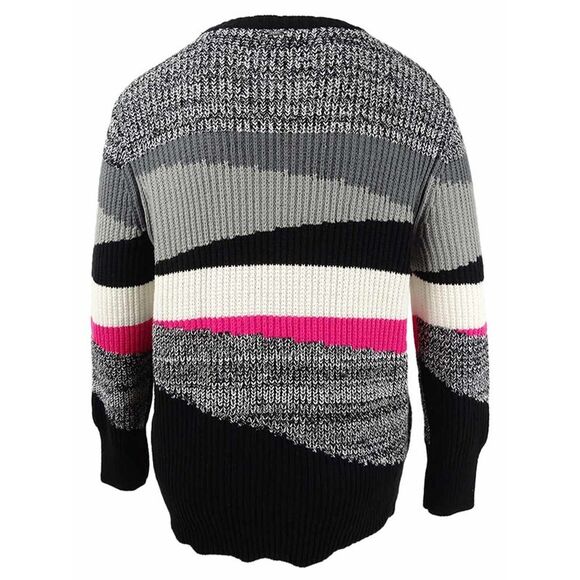 DKNY Women's Colorblocked Crewneck Sweater - Grey Multi - Picture 2 of 2